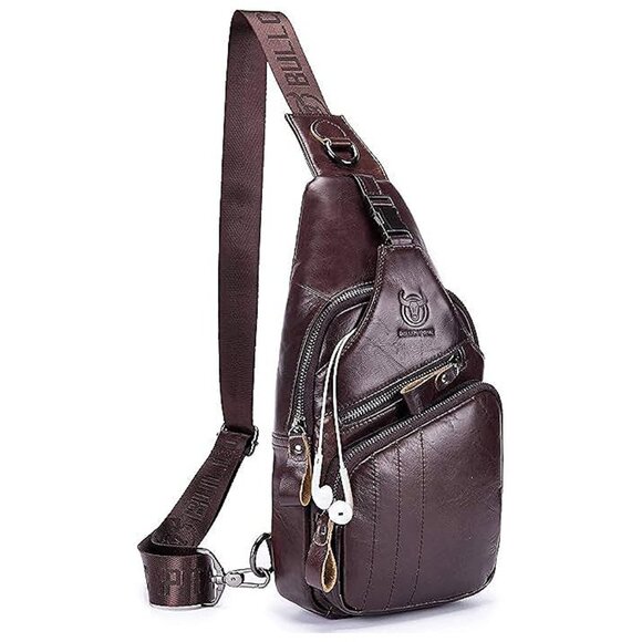 Cross body Bags for Men Leather Sling Bag Casual Daypacks , Coffee